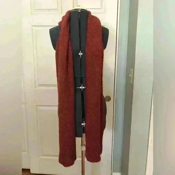 NWT UNIVERSAL THREAD KNIT WOOL BLEND ORANGE SUPER LONG SCARF ABOUT 76" - Picture 2 of 5